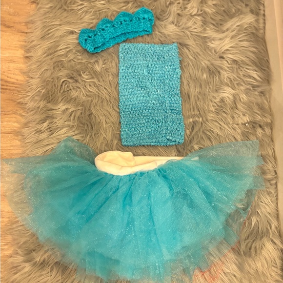 Turquoise Thick Tutu Set with Headband  and Top photo prop NB - Picture 3 of 8